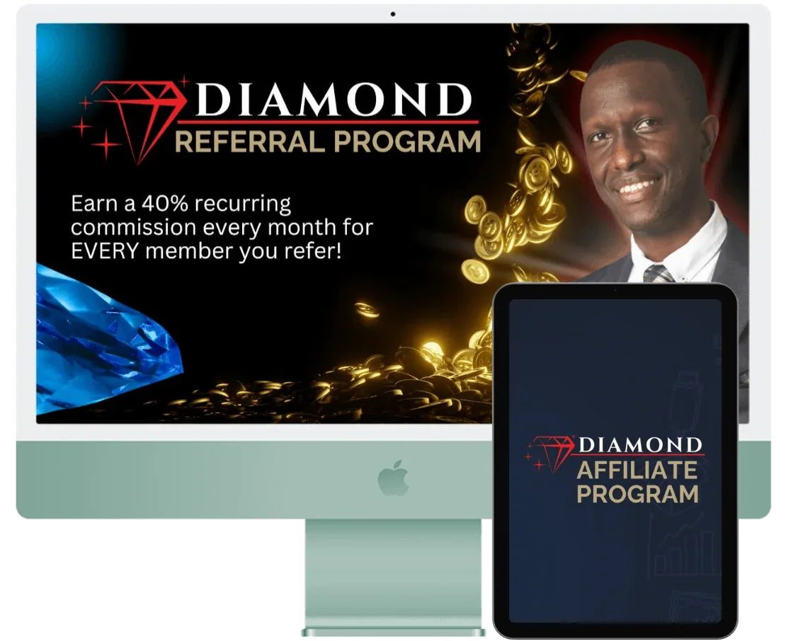 The Diamond Referral Program dashboard showing referral links and tiers.