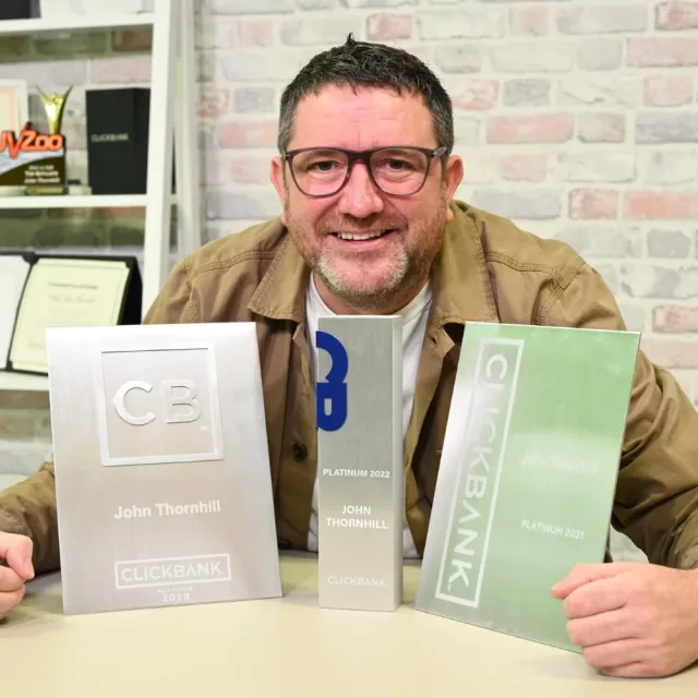 John Thornhill with three of his platinum vendor awards